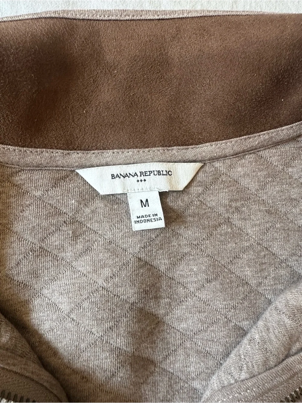 Banana Republic Men's Quilted Half-Zip Sweater - Taupe/Brown